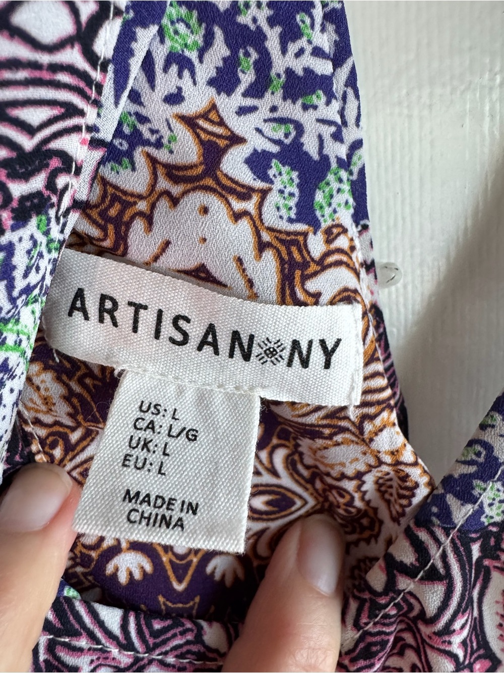 Artisan Ny Purple and Brown Boho Print Sleeveless Top - Picture 2 of 3